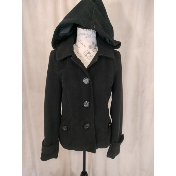 Anthropology Tulle Women's Black Hooded  Button Front Jacket. Size L - Picture 5 of 7